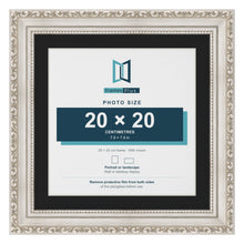 Louis Silver 25 x 25 cm picture frame with a black mount for a 20 x 20 cm photo