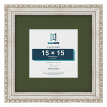 Louis Silver 25 x 25 cm picture frame with a green mount for a 15 x 15 cm photo