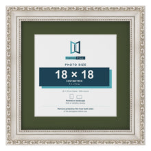 Louis Silver 25 x 25 cm picture frame with a green mount for an 18 x 18 cm photo