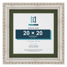 Louis Silver 25 x 25 cm picture frame with a green mount for a 20 x 20 cm photo