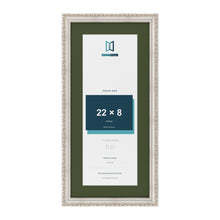Louis Silver 26 x 12 inch picture frame with a green mount for a 22 x 8 inch photo