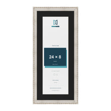 Louis Silver 28 x 12 inch picture frame with a black mount for a 24 x 8 inch photo