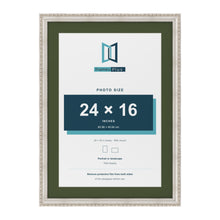 Louis Silver 28 x 20 inch picture frame with a green mount for a 24 x 16 inch photo