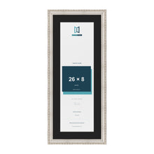 Louis Silver 30 x 12 inch picture frame with a black mount for a 26 x 8 inch photo