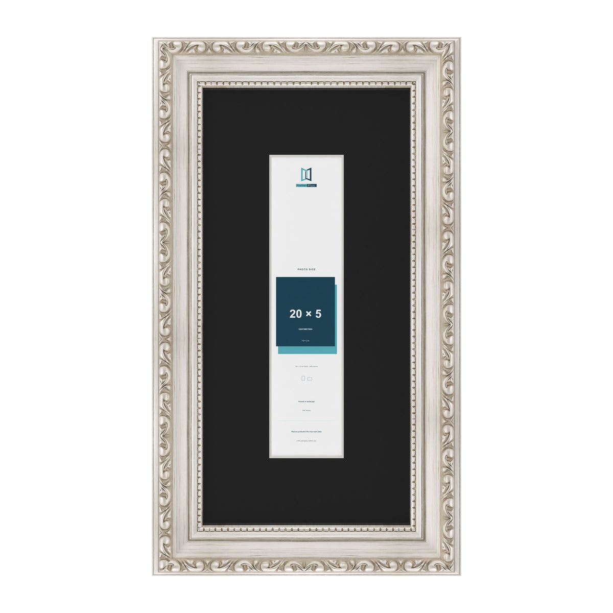 Louis Silver 30 x 15 cm picture frame with a black mount for a 20 x 5 cm photo