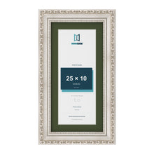Louis Silver 30 x 15 cm picture frame with a green mount for a 25 x 10 cm photo