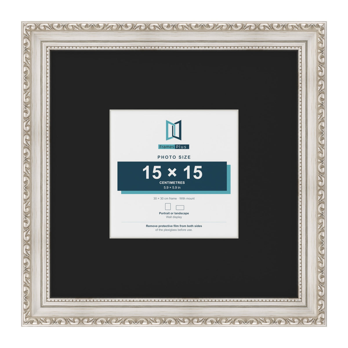 Louis Silver 30 x 30 cm picture frame with a black mount for a 15 x 15 cm photo