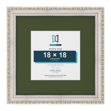 Louis Silver 30 x 30 cm picture frame with a green mount for an 18 x 18 cm photo