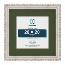 Louis Silver 30 x 30 cm picture frame with a green mount for a 20 x 20 cm photo