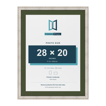 Louis Silver 32 x 24 inch picture frame with a green mount for a 28 x 20 inch photo