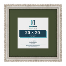 Louis Silver 32 x 32 cm picture frame with a green mount for a 20 x 20 cm photo
