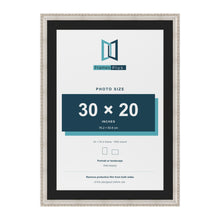 Louis Silver 34 x 24 inch picture frame with a black mount for a 30 x 20 inch photo