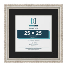 Louis Silver 35 x 35 cm picture frame with a black mount for a 25 x 25 cm photo
