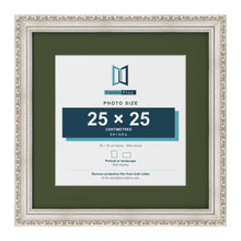 Louis Silver 35 x 35 cm picture frame with a green mount for a 25 x 25 cm photo