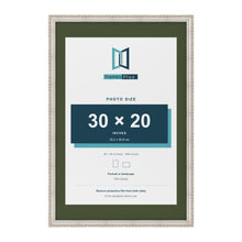 Louis Silver 36 x 24 inch picture frame with a green mount for a 30 x 20 inch photo