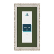 Louis Silver 40 x 20 cm picture frame with a green mount for a 30 x 10 cm photo