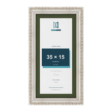 Louis Silver 40 x 20 cm picture frame with a green mount for a 35 x 15 cm photo