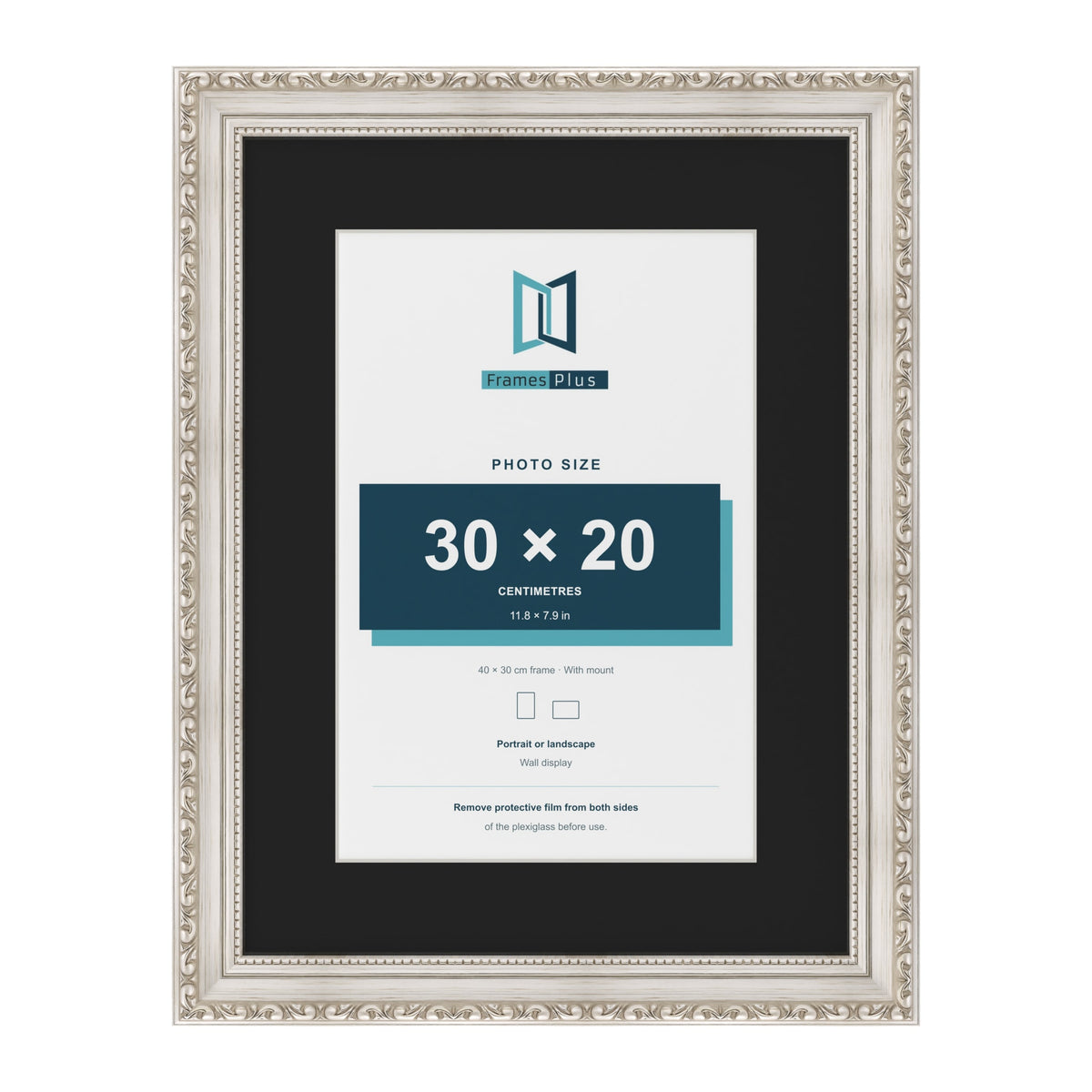 Louis Silver 40 x 30 cm picture frame with a black mount for a 30 x 20 cm photo