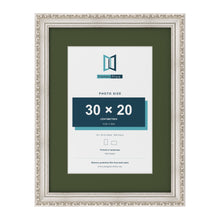 Louis Silver 40 x 30 cm picture frame with a green mount for a 30 x 20 cm photo