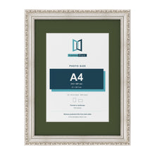Louis Silver 40 x 30 cm picture frame with a green mount for an A4 photo