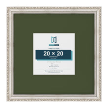 Louis Silver 40 x 40 cm picture frame with a green mount for a 20 x 20 cm photo