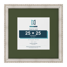 Louis Silver 40 x 40 cm picture frame with a green mount for a 25 x 25 cm photo