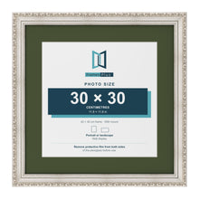 Louis Silver 40 x 40 cm picture frame with a green mount for a 30 x 30 cm photo