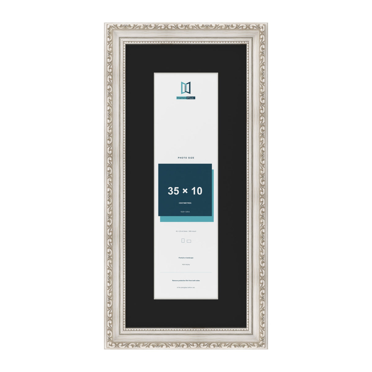 Louis Silver 45 x 20 cm picture frame with a black mount for a 35 x 10 cm photo