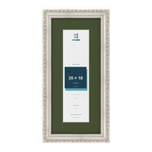 Louis Silver 45 x 20 cm picture frame with a green mount for a 35 x 10 cm photo