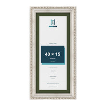 Louis Silver 45 x 20 cm picture frame with a green mount for a 40 x 15 cm photo
