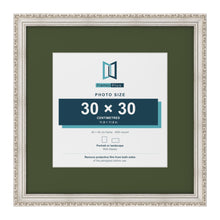 Louis Silver 45 x 45 cm picture frame with a green mount for a 30 x 30 cm photo