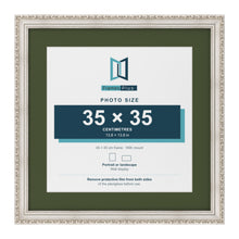 Louis Silver 45 x 45 cm picture frame with a green mount for a 35 x 35 cm photo