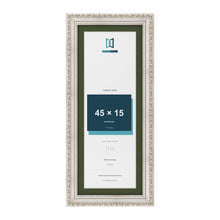 Louis Silver 50 x 20 cm picture frame with a green mount for a 45 x 15 cm photo