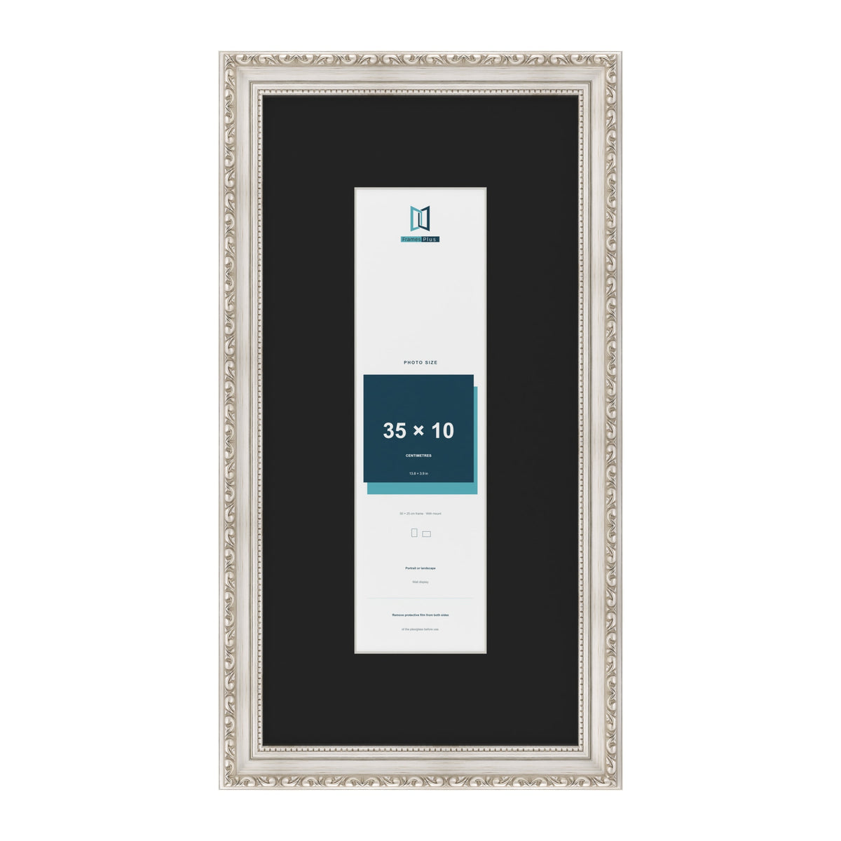 Louis Silver 50 x 25 cm picture frame with a black mount for a 35 x 10 cm photo