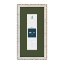 Louis Silver 50 x 25 cm picture frame with a green mount for a 35 x 10 cm photo