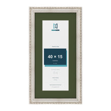 Louis Silver 50 x 25 cm picture frame with a green mount for a 40 x 15 cm photo