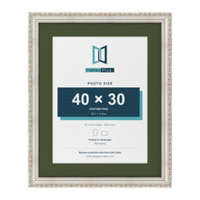 Louis Silver 50 x 40 cm picture frame with a green mount for a 40 x 30 cm photo