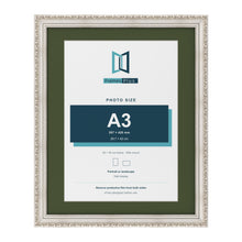 Louis Silver 50 x 40 cm picture frame with a green mount for an A3 photo