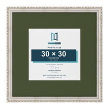 Louis Silver 50 x 50 cm picture frame with a green mount for a 30 x 30 cm photo