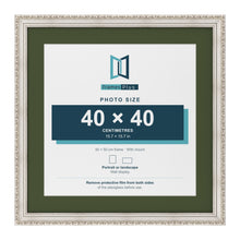 Louis Silver 50 x 50 cm picture frame with a green mount for a 40 x 40 cm photo