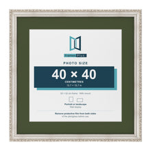 Louis Silver 52 x 52 cm picture frame with a green mount for a 40 x 40 cm photo