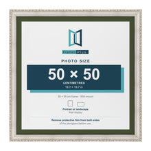 Louis Silver 56 x 56 cm picture frame with a green mount for a 50 x 50 cm photo