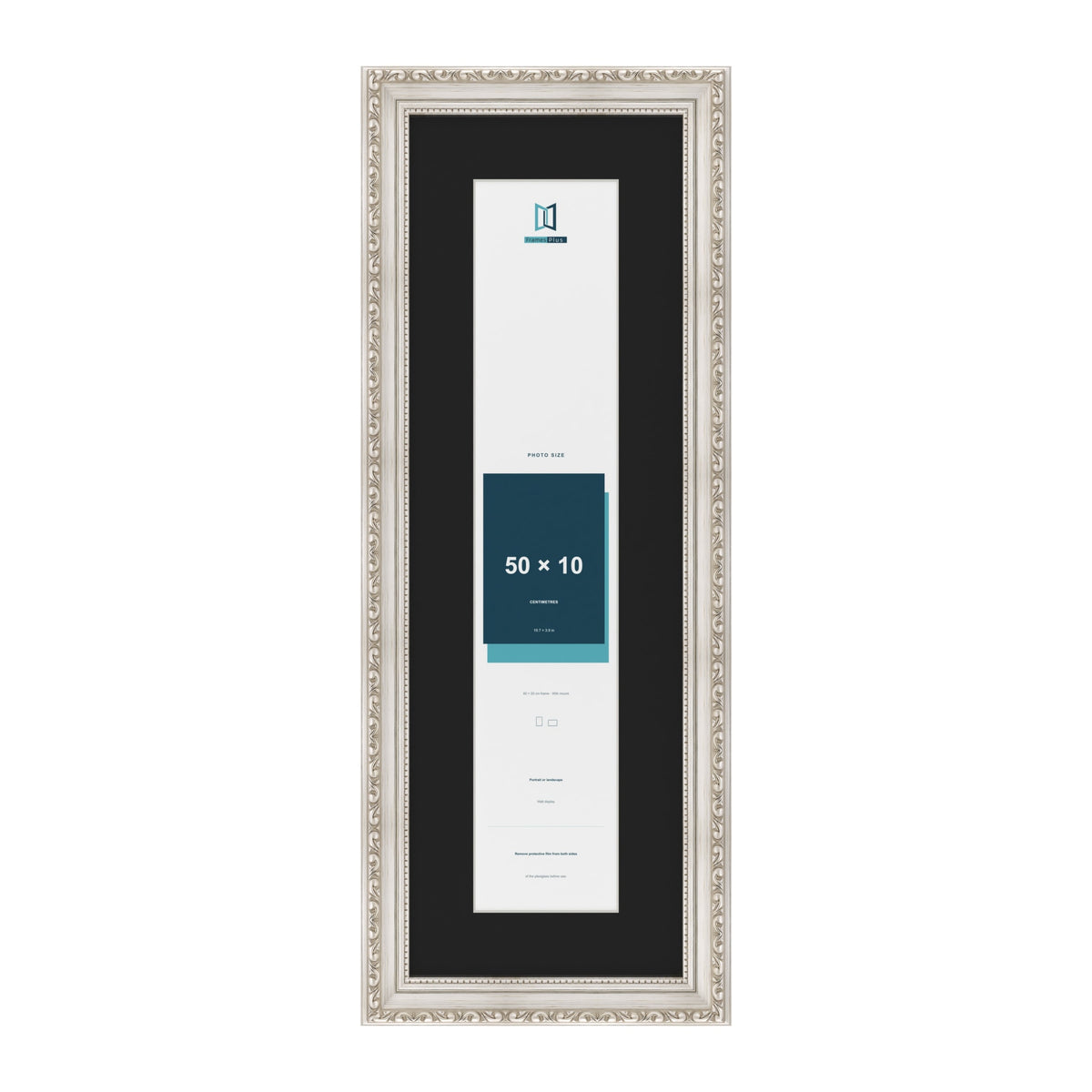 Louis Silver 60 x 20 cm picture frame with a black mount for a 50 x 10 cm photo