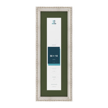 Louis Silver 60 x 20 cm picture frame with a green mount for a 50 x 10 cm photo
