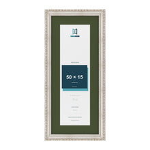 Louis Silver 60 x 25 cm picture frame with a green mount for a 50 x 15 cm photo