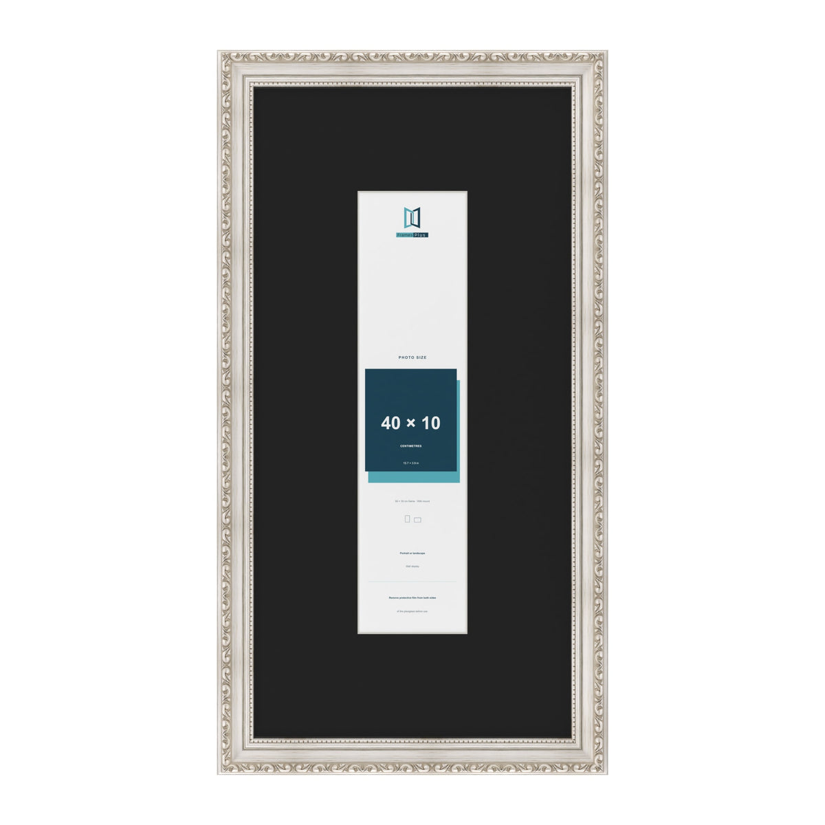 Louis Silver 60 x 30 cm picture frame with a black mount for a 40 x 10 cm photo