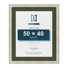 Louis Silver 60 x 50 cm picture frame with a green mount for a 50 x 40 cm photo