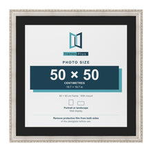 Louis Silver 60 x 60 cm picture frame with a black mount for a 50 x 50 cm photo