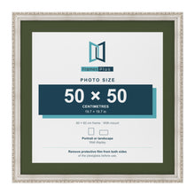 Louis Silver 60 x 60 cm picture frame with a green mount for a 50 x 50 cm photo