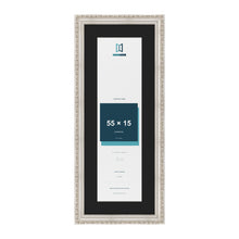 Louis Silver 65 x 25 cm picture frame with a black mount for a 55 x 15 cm photo